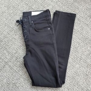 Rag & Bone jean lace up waist, black denim, size 24